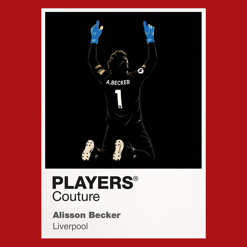 Alisson Becker Liverpool Icon Frame — Pantone-style player illustration art card
