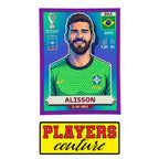 Alisson Becker World Cup Sticker Men's T-Shirt – close-up detail shot of the Alisson Becker World Cup Players Couture logo