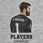 Alisson Becker Badge Men's Hoodie – close-up detail shot of the Alisson Becker Players Couture logo design