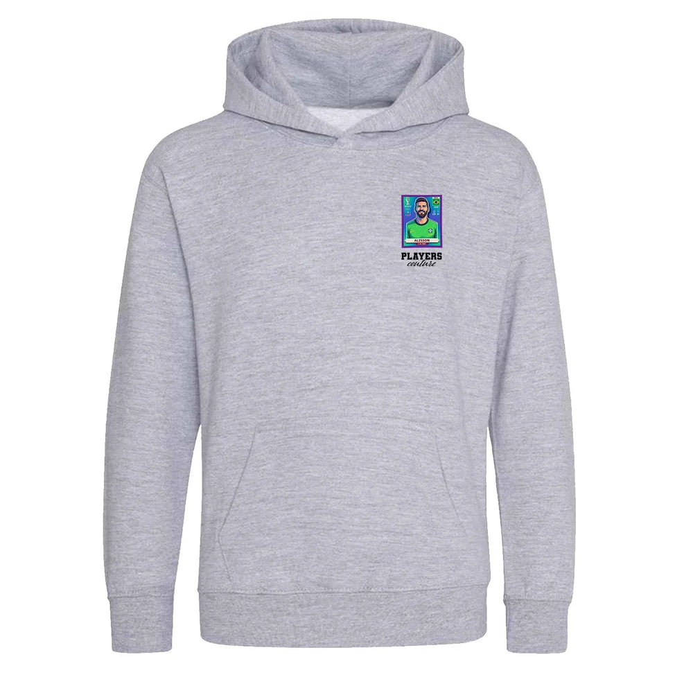 Alisson Becker World Cup Sticker Kids Hoodie – alisson becker sticker kids grey hoodie Players Couture design