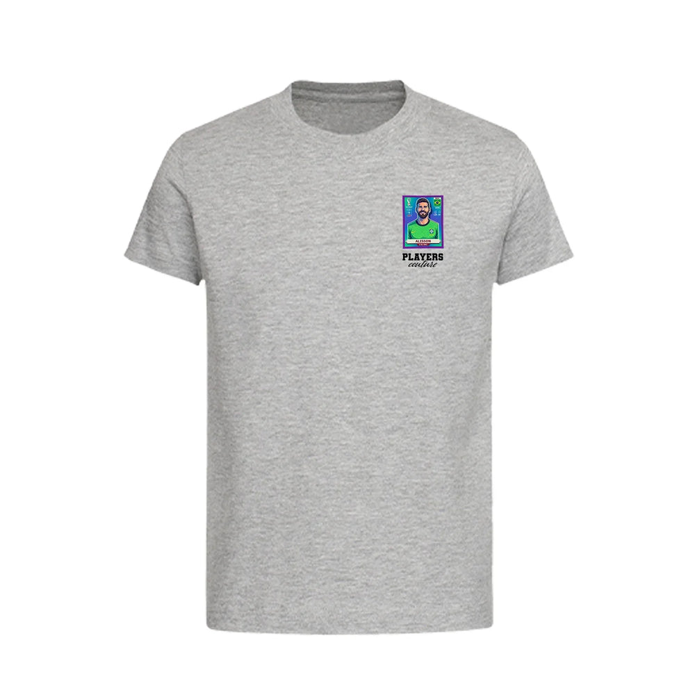 Alisson Becker World Cup Sticker Kids T-Shirt – alisson becker sticker kids grey tshirt Players Couture design