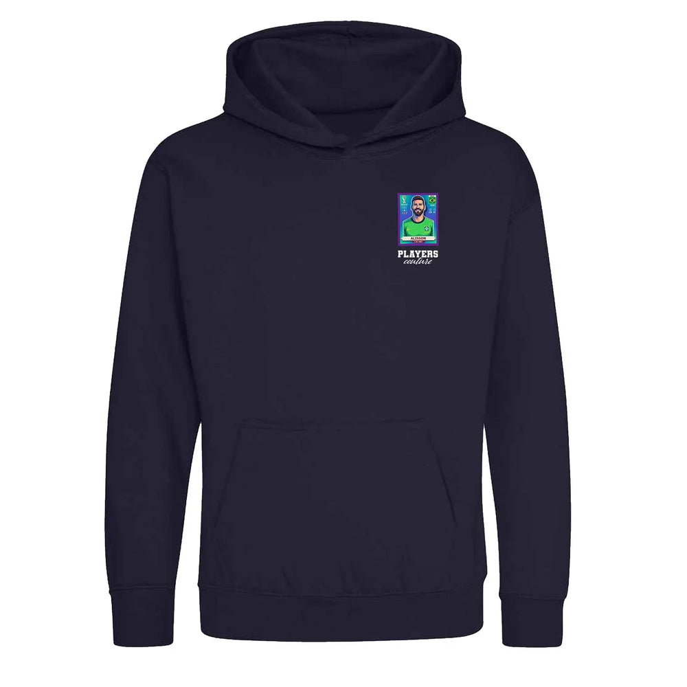 Alisson Becker World Cup Sticker Kids Hoodie – alisson becker sticker kids navy hoodie Players Couture design
