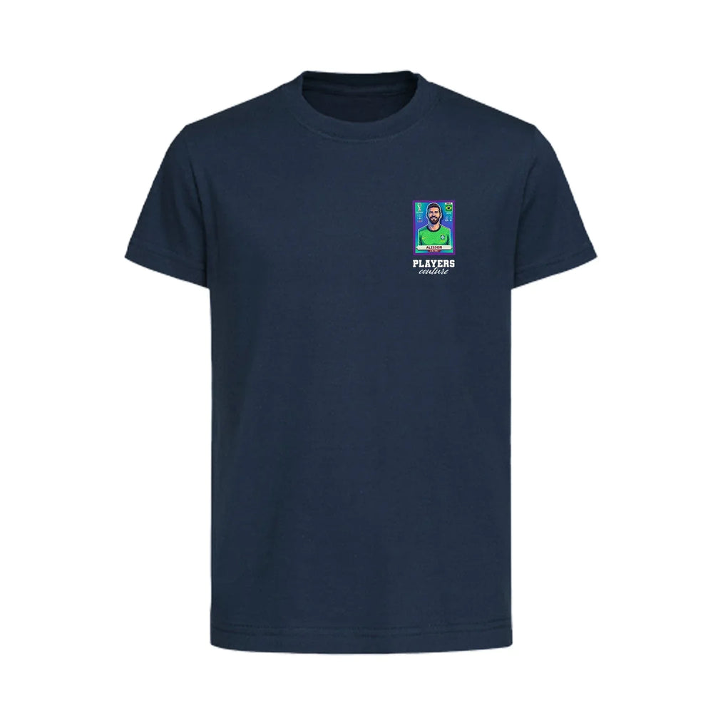 Alisson Becker World Cup Sticker Kids T-Shirt – alisson becker sticker kids navy tshirt Players Couture design