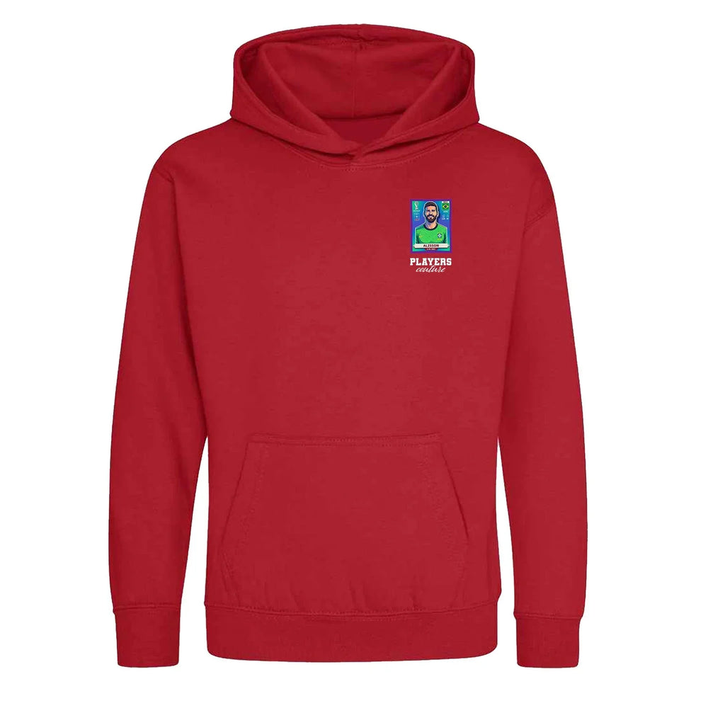 Alisson Becker World Cup Sticker Kids Hoodie – alisson becker sticker kids red hoodie Players Couture design