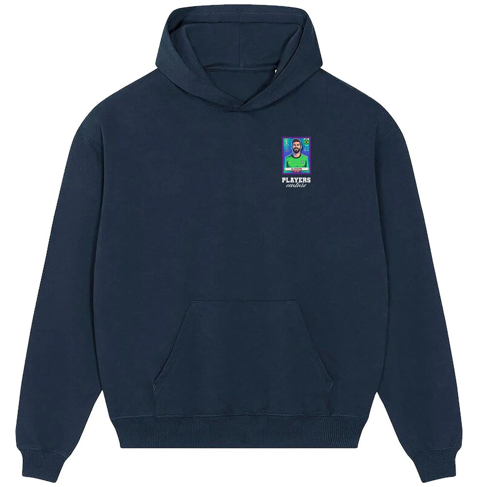 Alisson Becker World Cup Sticker Men's Hoodie – alisson becker sticker mens navy hoodie Players Couture design