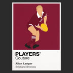 Allan Langer Brisbane Broncos rugby league T-shirt black