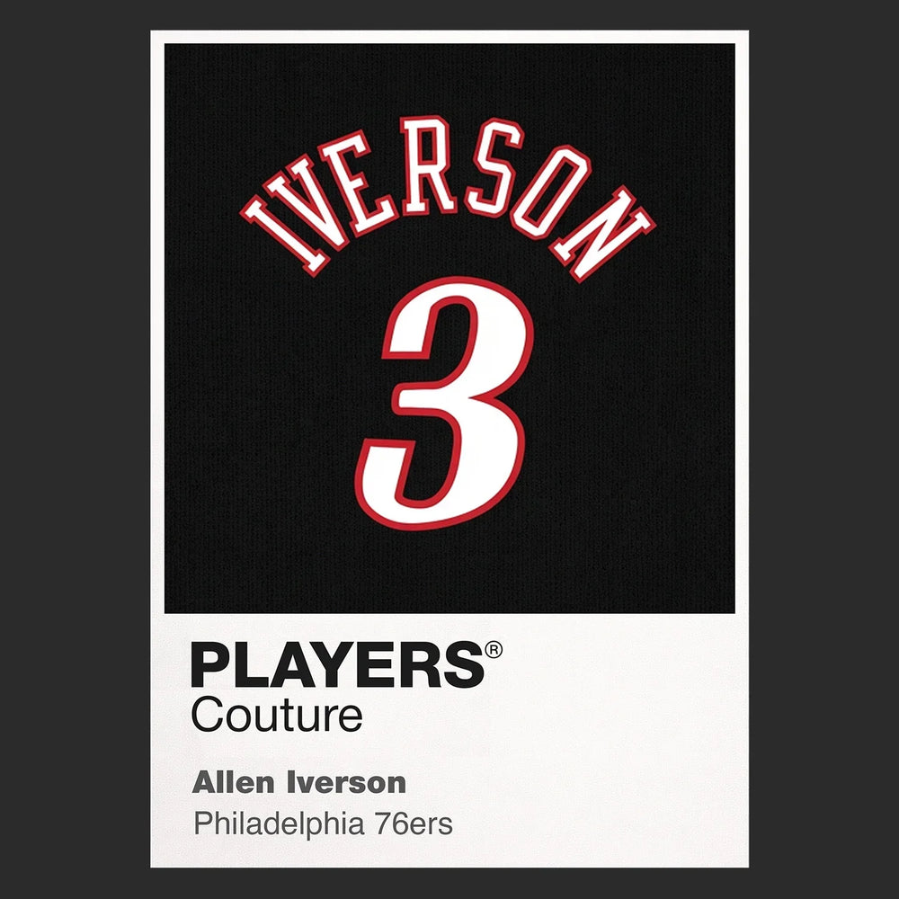 Allen Iverson 3 Black Jersey Frame Men's T-Shirt – black close-up detail shot of the Allen Iverson 3 Black Players Couture