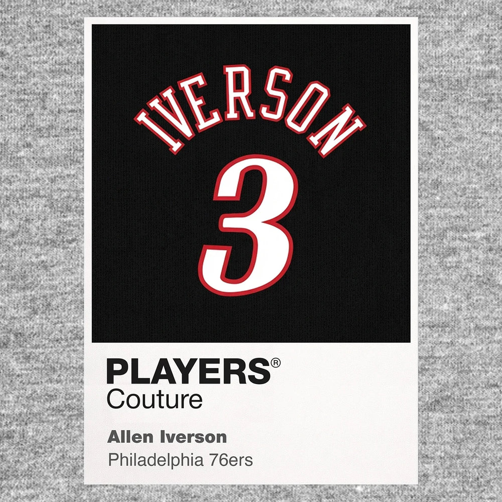 Allen Iverson 3 Black Jersey Frame Men's T-Shirt – black close-up detail shot of the Allen Iverson 3 Black Players Couture