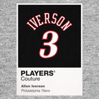 Allen Iverson 3 Black Jersey Frame Men's T-Shirt – black close-up detail shot of the Allen Iverson 3 Black Players Couture
