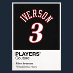 Allen Iverson 3 Black Jersey Frame Men's T-Shirt – black close-up detail shot of the Allen Iverson 3 Black Players Couture