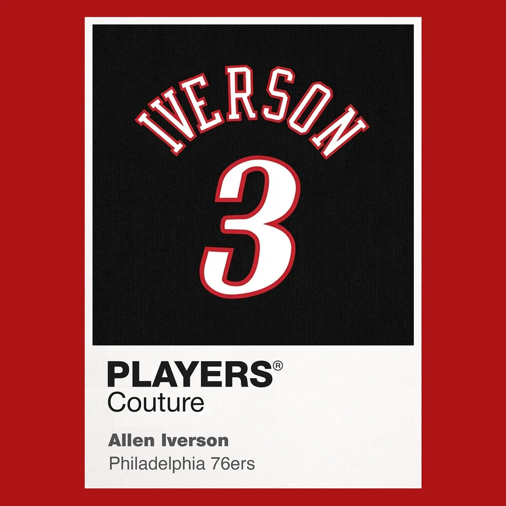 Allen Iverson 3 Black Jersey Frame Men's T-Shirt – black close-up detail shot of the Allen Iverson 3 Black Players Couture