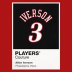 Allen Iverson 3 Black Jersey Frame Men's T-Shirt – black close-up detail shot of the Allen Iverson 3 Black Players Couture