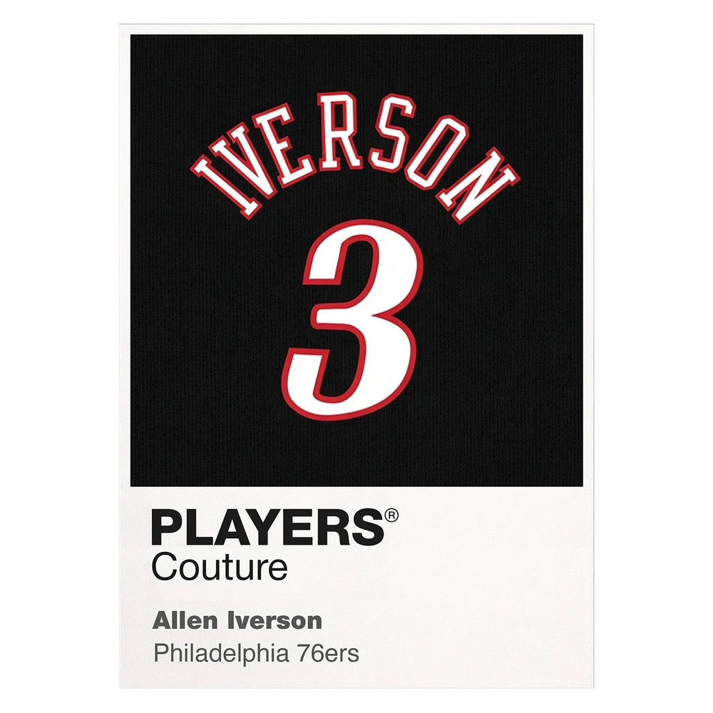 Allen Iverson 3 Black Jersey Frame Men's T-Shirt – black close-up detail shot of the Allen Iverson Players Couture logo