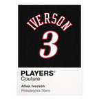 Allen Iverson 3 Black Jersey Frame Men's T-Shirt – black close-up detail shot of the Allen Iverson Players Couture logo