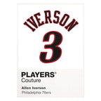 Allen Iverson 3 White Jersey Frame Men's T-Shirt – white close-up detail shot of the Allen Iverson Players Couture logo