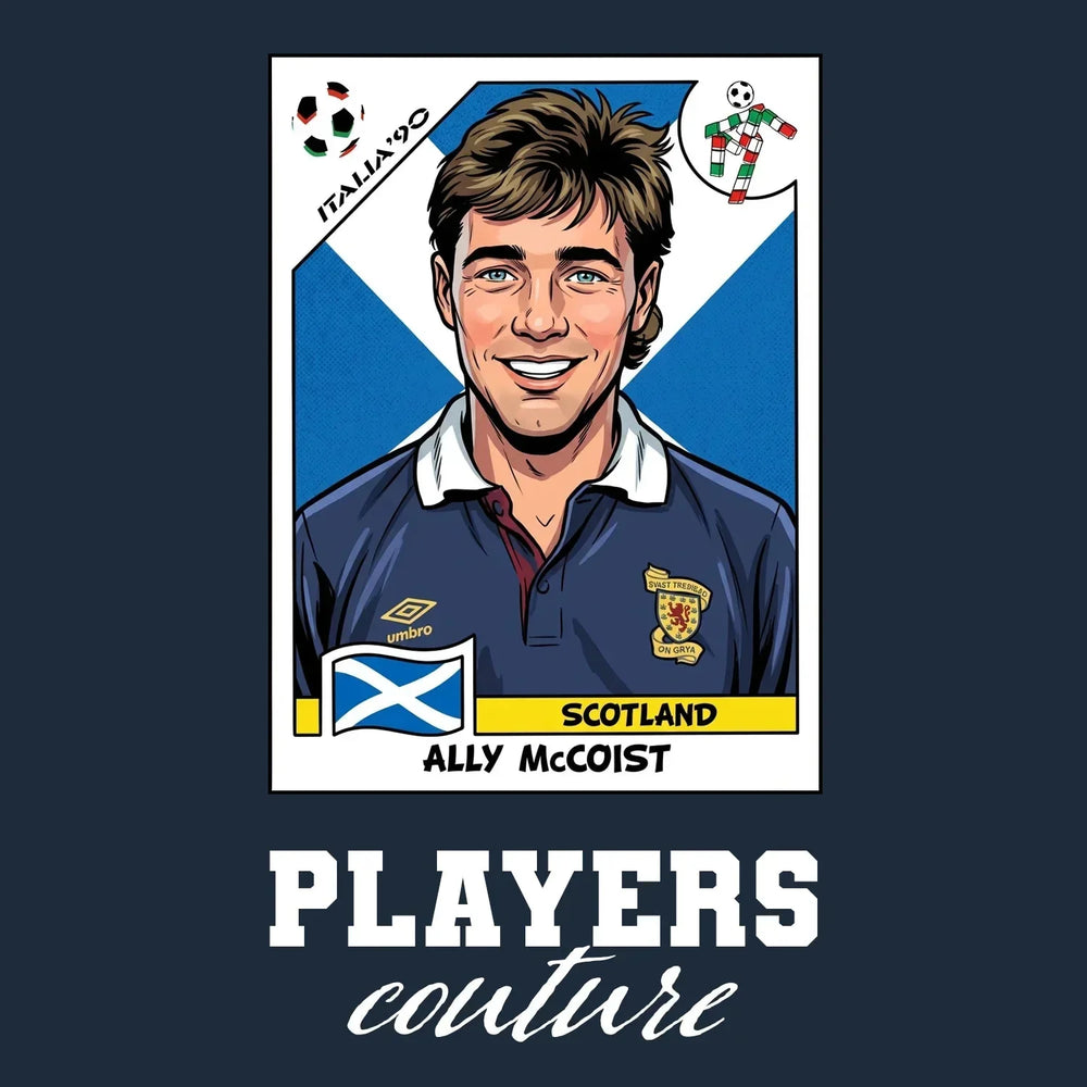 Ally McCoist World Cup Sticker Kids Hoodie – ally mccoist navy Players Couture design