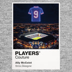 Ally McCoist Rangers number 9 Icons in Lights Frame artwork in grey