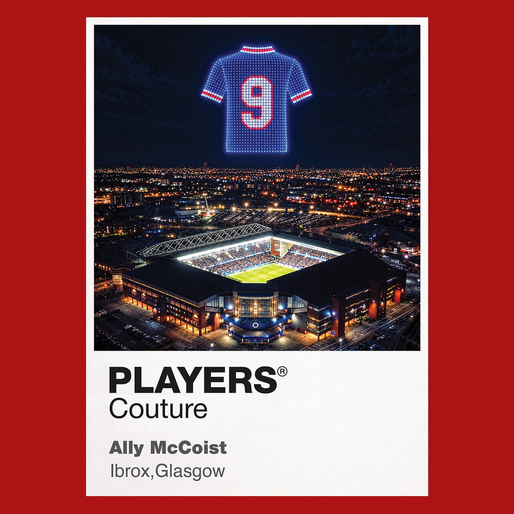 Ally McCoist Rangers number 9 Icons in Lights Frame artwork in red
