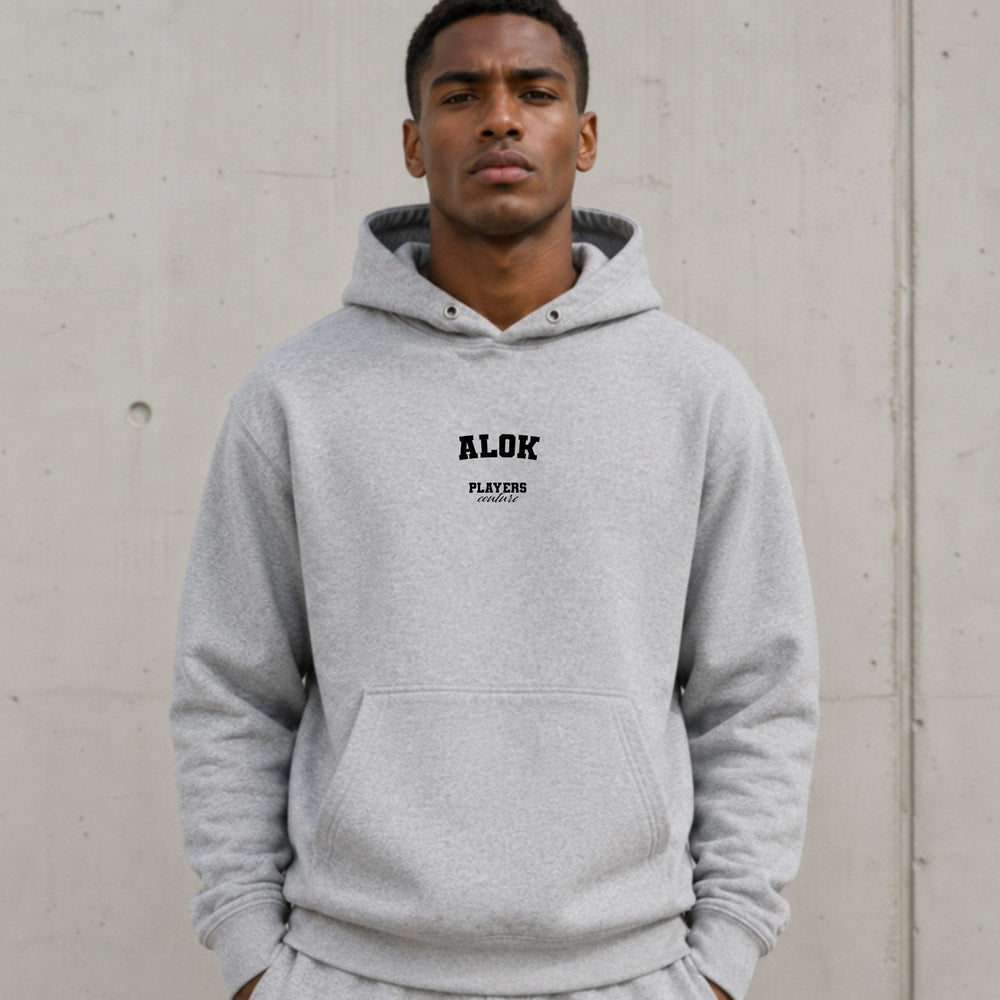 alok name-print hoodie - grey