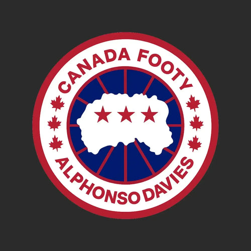 Alphonso Davies Logo Men's T-Shirt – black close-up detail shot of the Alphonso Davies Players Couture logo design