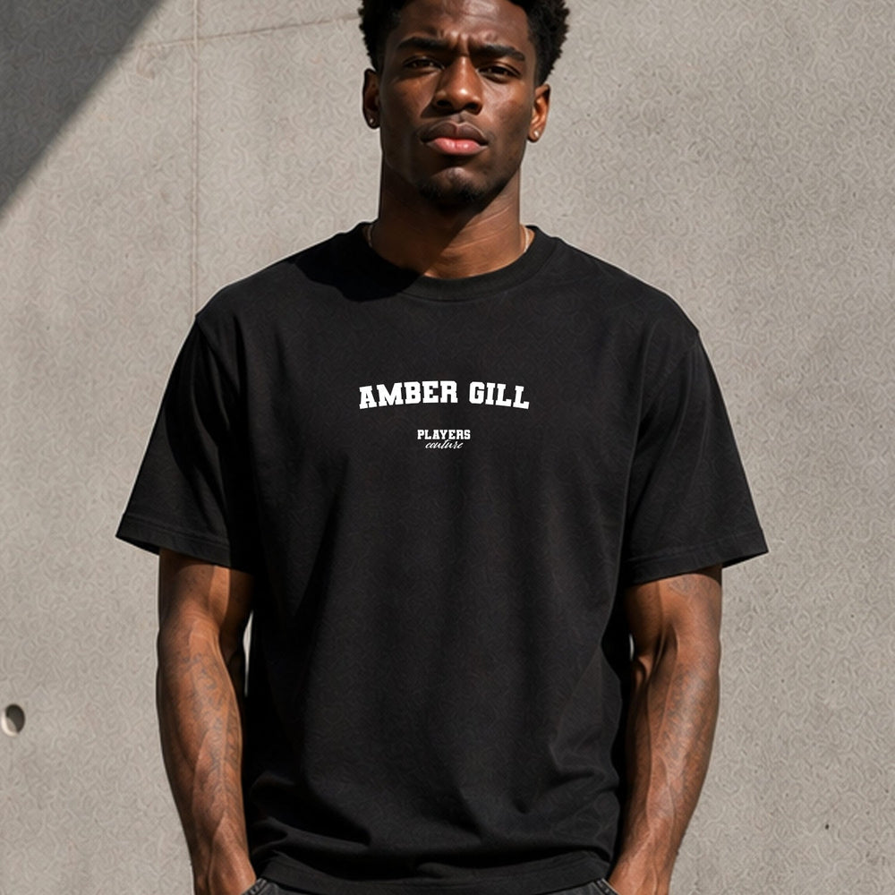 Amber Gill black T-shirt lifestyle photograph