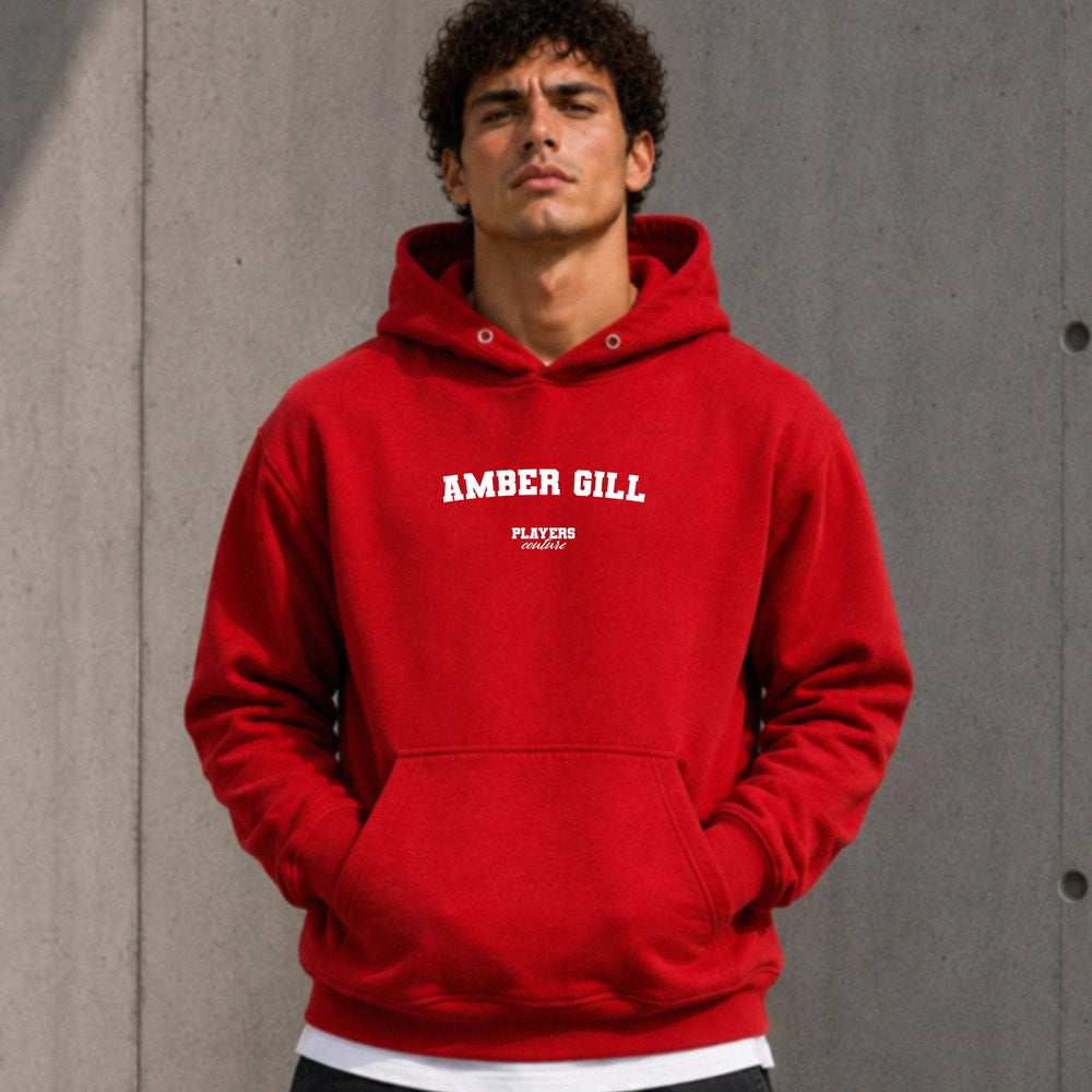 amber-gill name-print hoodie - red