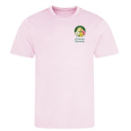 Amen Corner Augusta Golf Ball Marker t-shirt – pink men's t-shirt with black Amen Corner Augusta Golf Ball Marker letters