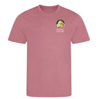 Amen Corner Augusta Golf Ball Marker t-shirt – pink men's t-shirt with black Amen Corner Augusta Golf Ball Marker letters
