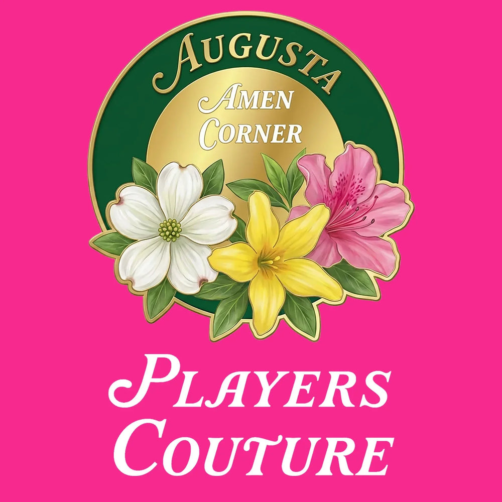 Amen Corner Augusta Golf Ball Marker hoodie – pink men's hoodie with black Amen Corner Augusta Golf Ball Marker letters and