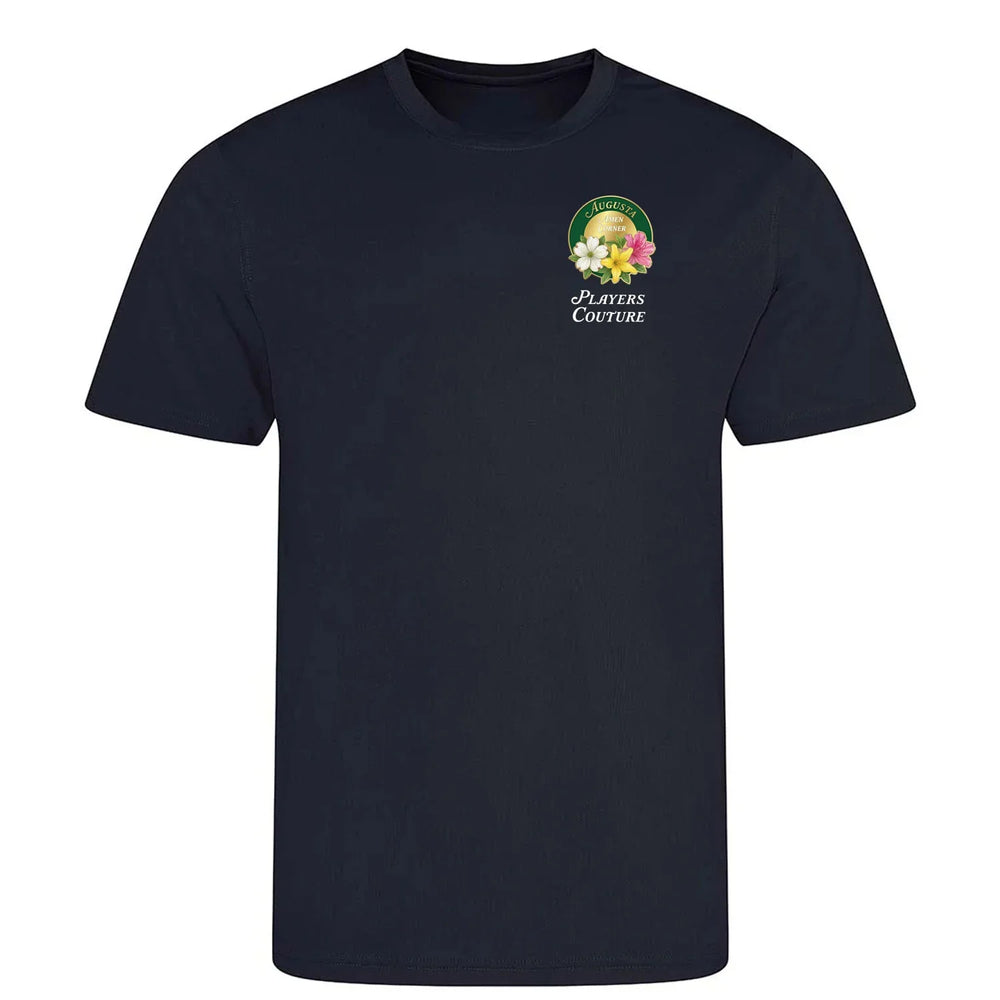 Amen Corner Augusta Golf Ball Marker t-shirt – navy men's t-shirt with white Amen Corner Augusta Golf Ball Marker letters