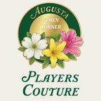 Amen Corner Augusta Golf Ball Marker t-shirt – close-up of white Amen Corner Augusta Golf Ball Marker lettering and Players