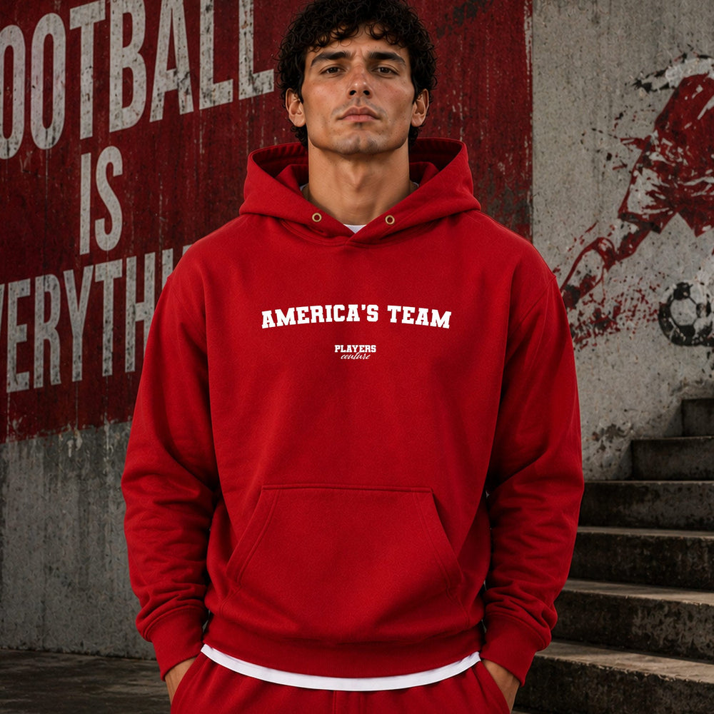 america-s-team name-print hoodie - red