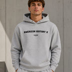 american-history-x name-print hoodie - grey