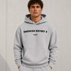 american-history-x name-print hoodie - grey