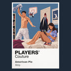 American Pie the East Great Falls friends, awkward promises and late-1990s coming-of-age comedy Icon Frame artwork in navy