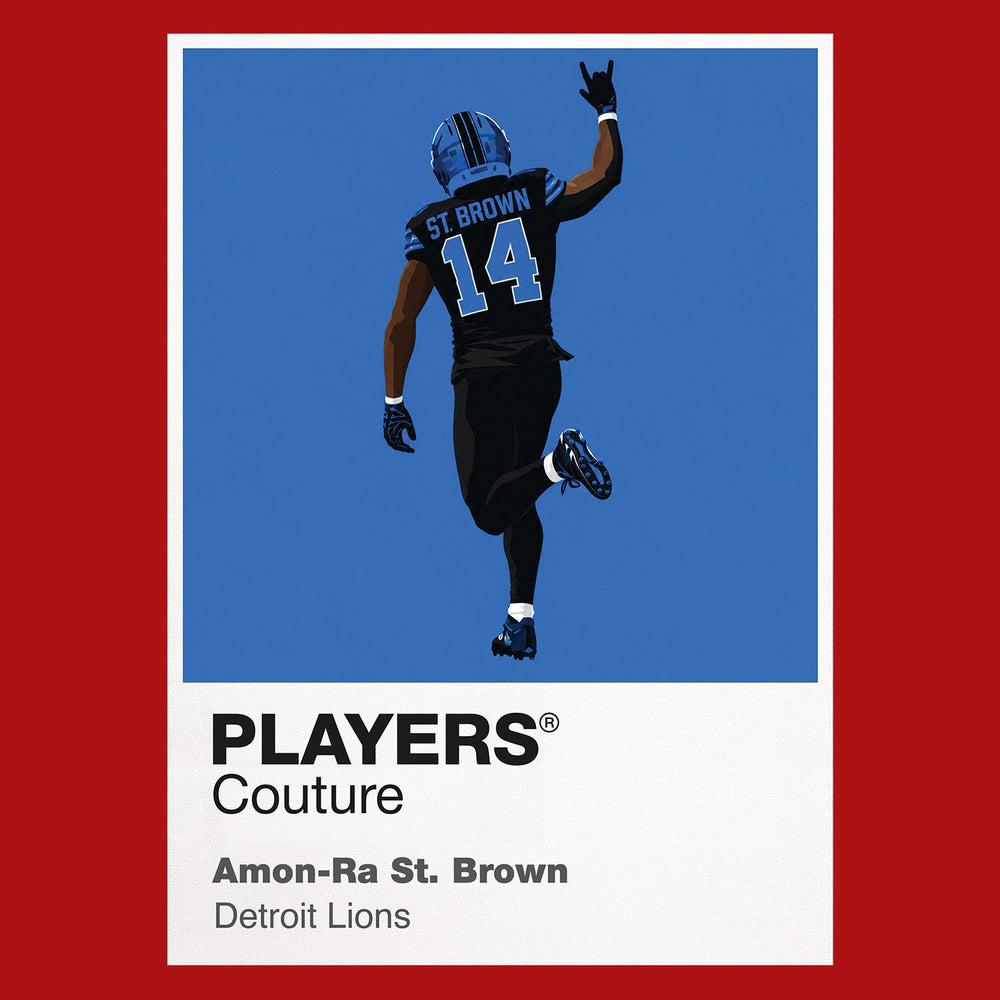 Amon-Ra St. Brown Detroit Lions red Icon Frame artwork detail