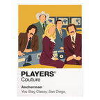 Anchorman Ron Burgundy's burgundy suit, broadcast confidence and the Channel 4 news team Icon Frame artwork on white
