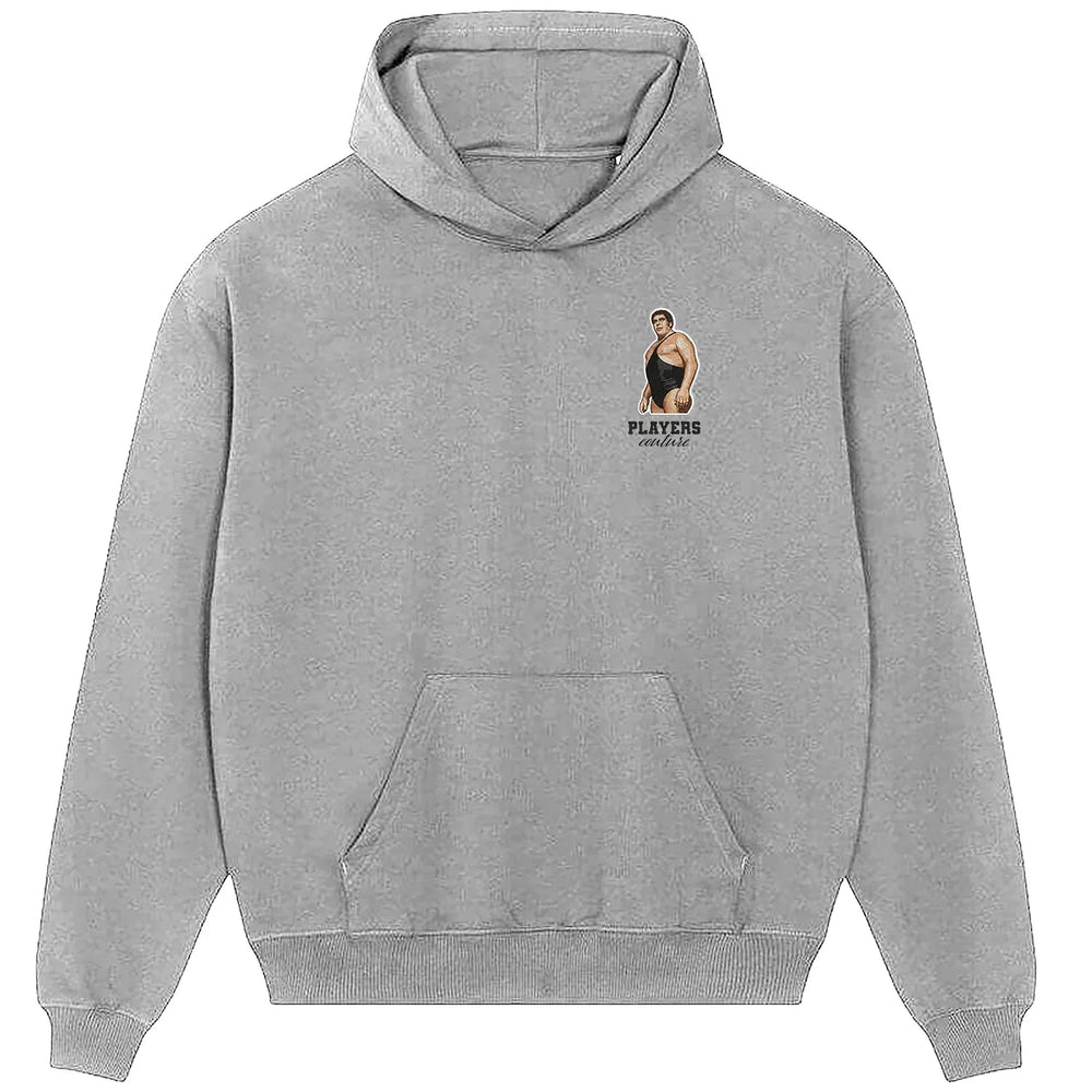 Andre The Giant hoodie – black men's hoodie featuring the Andre The Giant Players Couture logo