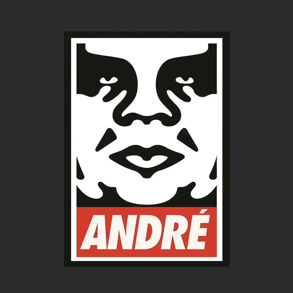 Andre The Giant Logo Men's T-Shirt – black close-up detail shot of the Andre The Giant Players Couture logo design