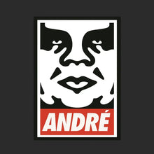 Andre The Giant Logo Men's T-Shirt – black close-up detail shot of the Andre The Giant Players Couture logo design