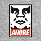 Andre The Giant Logo Men's T-Shirt – grey close-up detail shot of the Andre The Giant Players Couture logo design