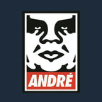 Andre The Giant Logo Men's T-Shirt – navy close-up detail shot of the Andre The Giant Players Couture logo design
