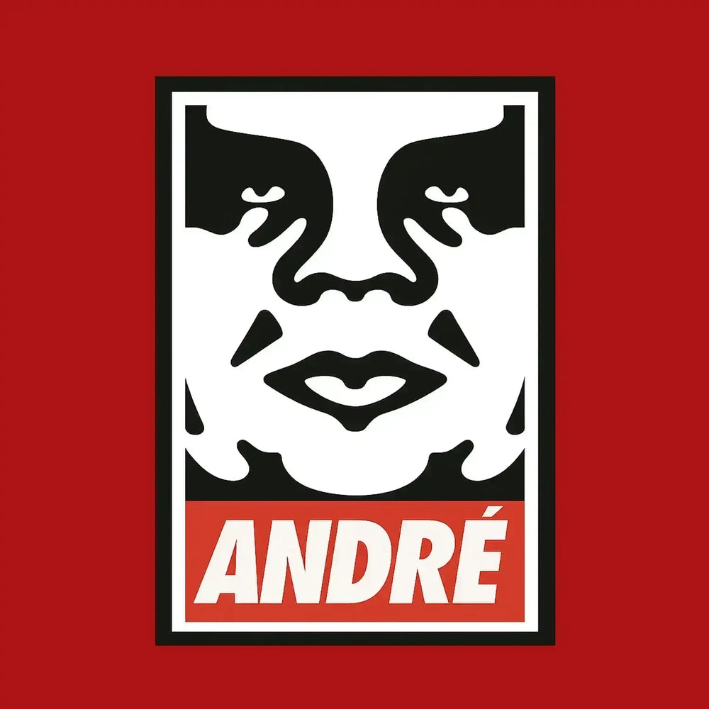 Andre The Giant Logo Men's T-Shirt – red close-up detail shot of the Andre The Giant Players Couture logo design