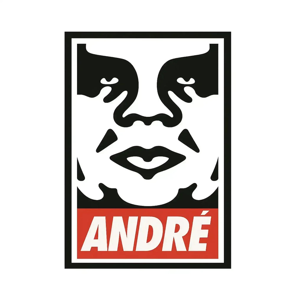 Andre The Giant Logo Men's T-Shirt – white close-up detail shot of the Andre The Giant Players Couture logo design