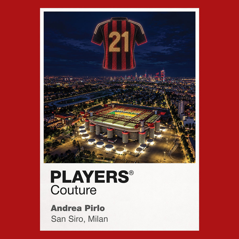 Andrea Pirlo AC Milan number 21 Icons in Lights Frame artwork in red