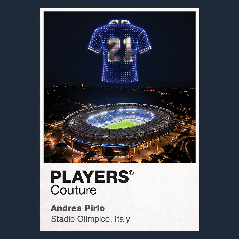 Andrea Pirlo Italy number 21 Icons in Lights Frame artwork in navy
