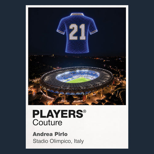 Andrea Pirlo Italy number 21 Icons in Lights Frame artwork in navy
