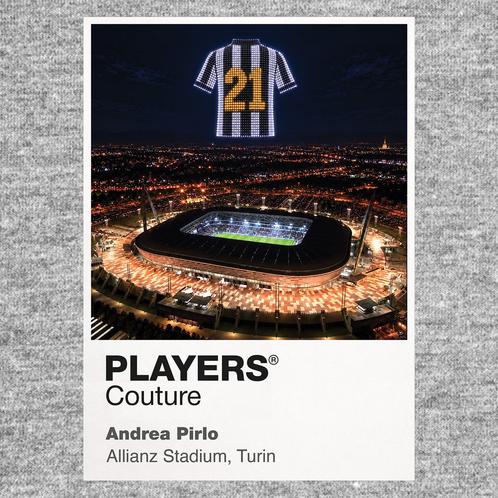 Andrea Pirlo Juventus number 21 Icons in Lights Frame artwork in grey