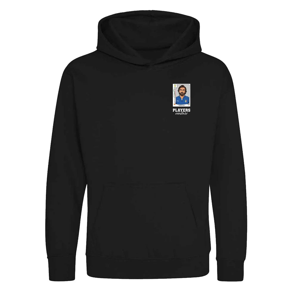 Andrea Pirlo World Cup Sticker Kids Hoodie – andrea pirlo sticker kids black hoodie Players Couture design
