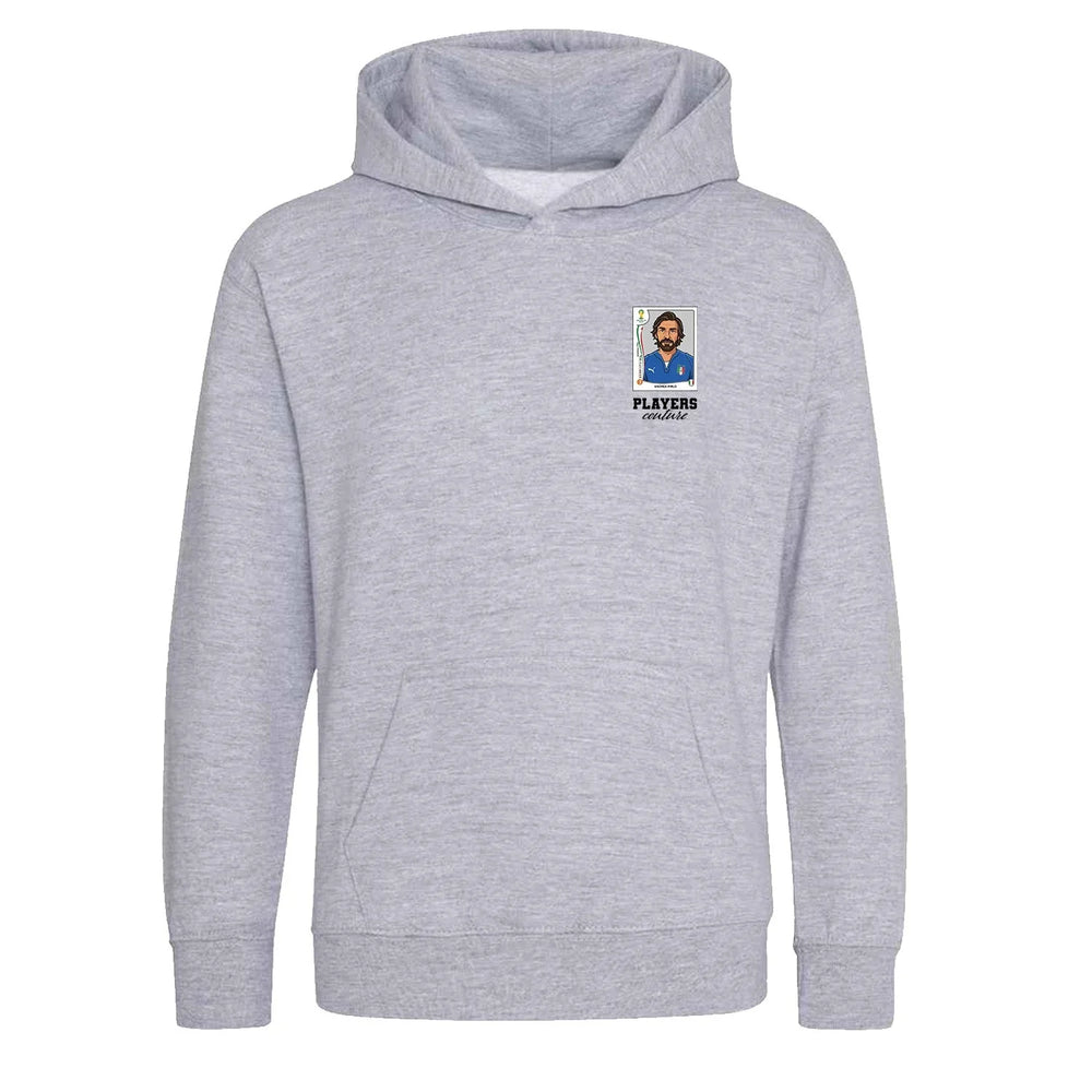 Andrea Pirlo World Cup Sticker Kids Hoodie – andrea pirlo sticker kids grey hoodie Players Couture design